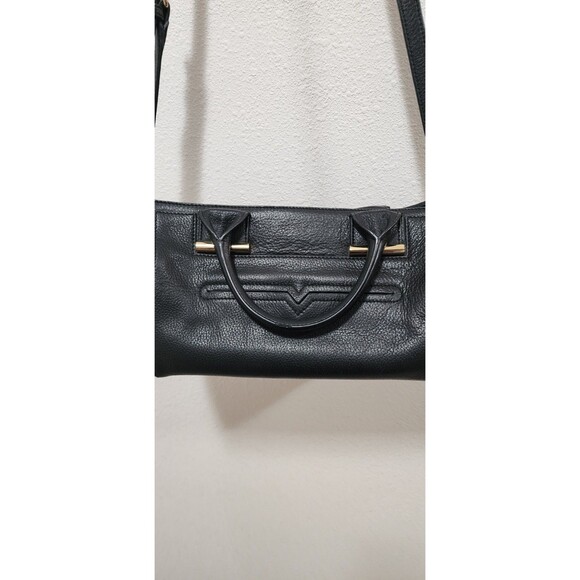 Vince Camuto Margi Leather Shoulder Bag color Black gold metal - Picture 3 of 12